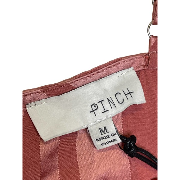 Pinch Women Cami‎ Tank Top Ruffle Tiered Trim Striped Metallic Pink Medium NWT - Picture 5 of 9